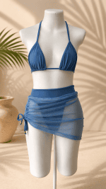 Biquíni de fita azul turquesa + saída de praia - Imagem 2