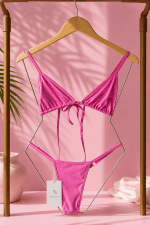 Biquíni de fita rosa chiclete + saída de praia - Imagem 2